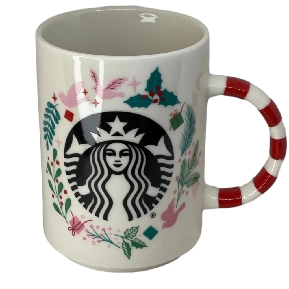 STARBUCKS 2018 HOLIDAY COLLECTION HOLIDAY WREATH AND CANDY CAN CERAMIC MUG